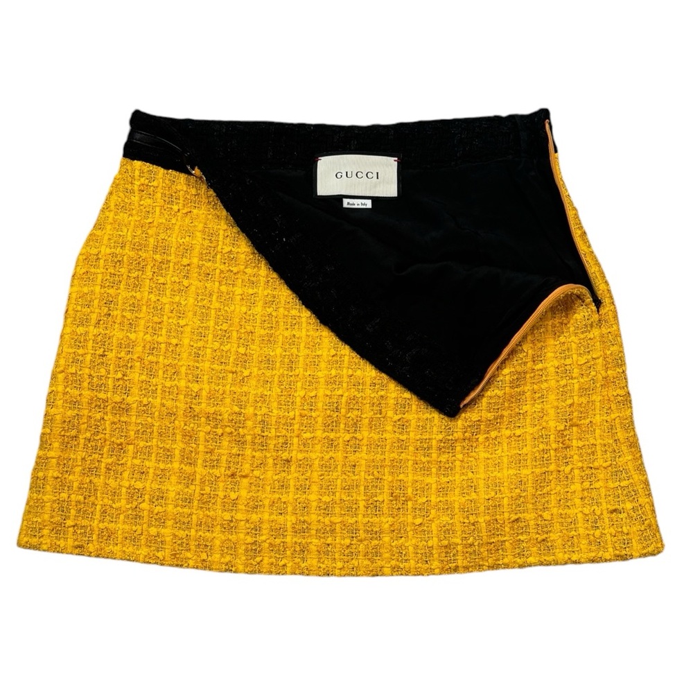 Gucci Tweed Mini Skirt Golden Yellow IT 36 US 0 - Picture 9 of 11